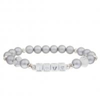 China 8mm Silver Stone Beaded Love Bracelet For Women Fashion Jewelry Wholesale factory
