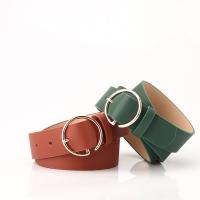 China Female Strap Pu Leather Belts 104cm Round Buckle Belt factory
