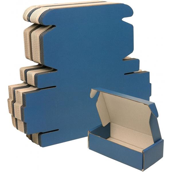Quality 6 Inch E Flute Corrugated Box , Easy Fold Mailer Boxes Blue For Mail Shipping for sale