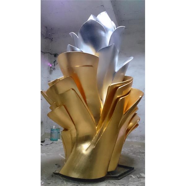 Quality Gold Foil Stainless Steel Sculpture Abstract Paste Modern Silver Sculpture for sale