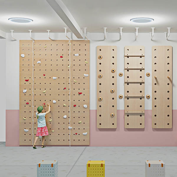 Quality Mixed Color Wooden Rock Climbing Wall Plywood Material Auto Belay System for sale