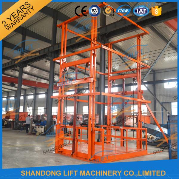 Quality 5T 6m Warehouse Hydraulic Guide Rail Freight Lift Elevator Vertical Goods Lift With CE TUV for sale