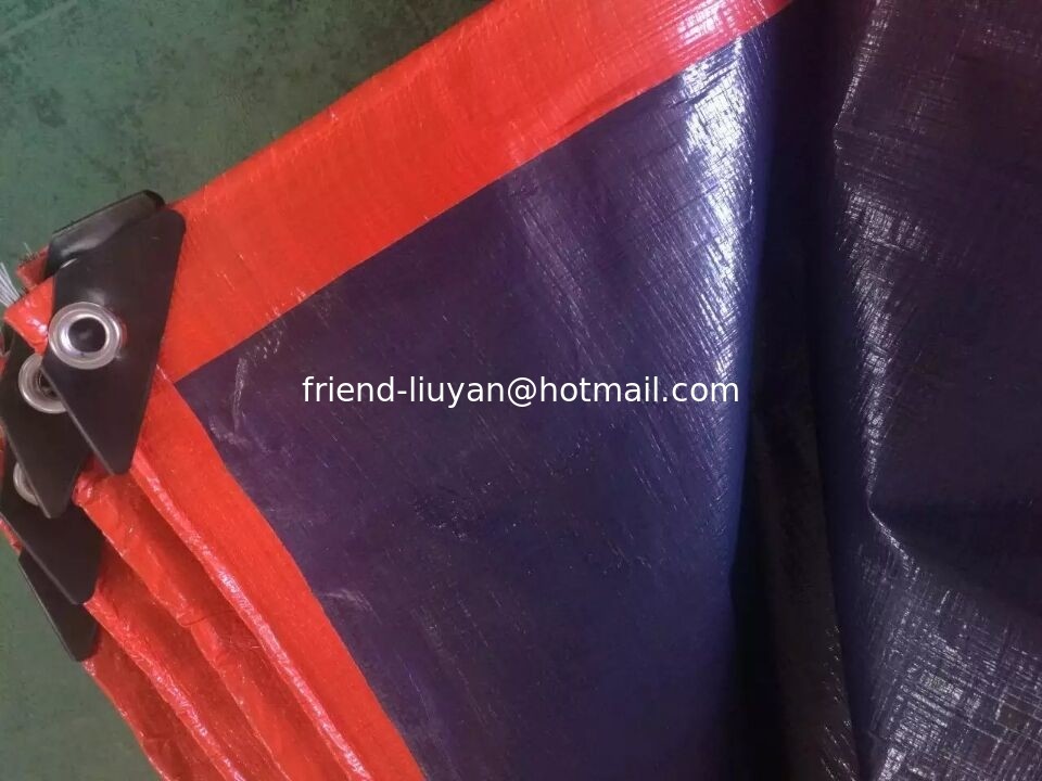 China UV Resistant PE Tarpaulin Roll Orange Blue For Your Boat Covering for sale