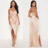 China 2019 New Arrivals Women Casual Petite Champagne Satin Maxi Dress And Sexy factory