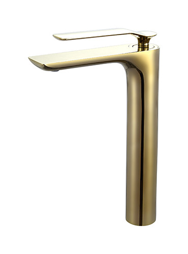 Quality Brushed Golden Brass Basin Mixer Faucet Single Lever Basin Mixer Bathroom Hot And Cold Water OEM for sale