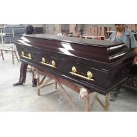 China Black Walnut Color Wooden Coffins European Style Exterior Polyester Paint factory