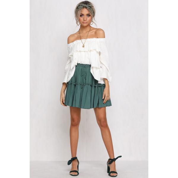 Quality Womens Tops Blouses 2018 Off Shoulder Ruffle Top In White for sale