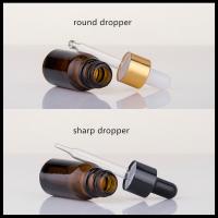 China Amber 10ml Glass Dropper Bottles , Perfume Cosmetic Container Round Shape factory