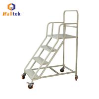 China 4 Steps Metal Ladder Trolley Cart With Wheels For Warehouse factory