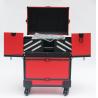 China Red-Black leather makeup trolley case with wheels factory