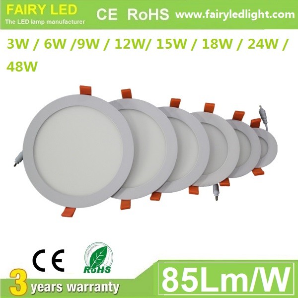 China Elegant Design Super Slim Round LED panel light 3W 6W 9W 12W/ 15W 18W 24W 48W factory