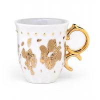 China Ceramic Coffee Mug Porcelain Everyday Mug Gold Handle JING REPUBLIC factory