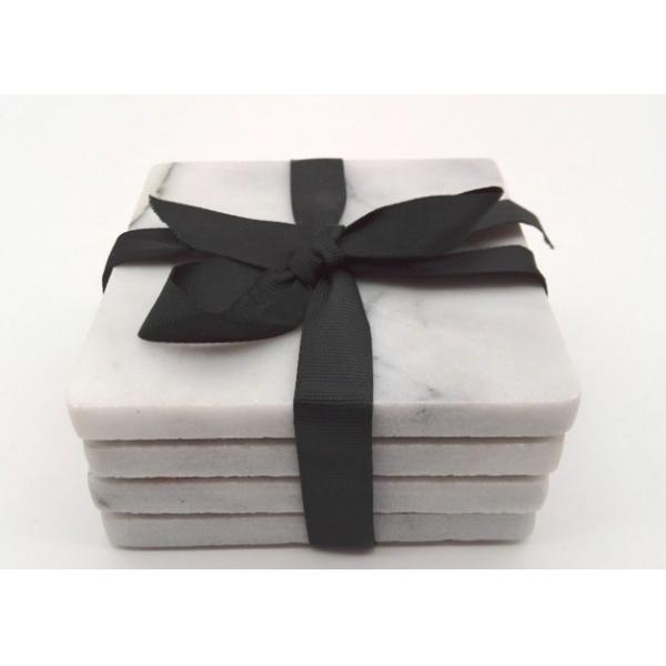 Quality Marble White Plain Stone Coasters No Pollution Insulated With Back Pad for sale