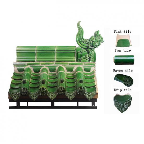 Quality Natural Ceramic Material Chinese Temple Roof Tiles Celadon Glazed for sale