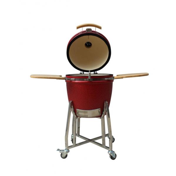 Quality Red Color Ceramic Kamado Grill  22 Inch Outdoor Charcoal Heat Resistant Mullite for sale