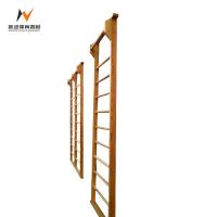 China Customized Logo Availabled Red Pine Gymnastics Wall Bars Ladders for Wooden Yoga Stall factory