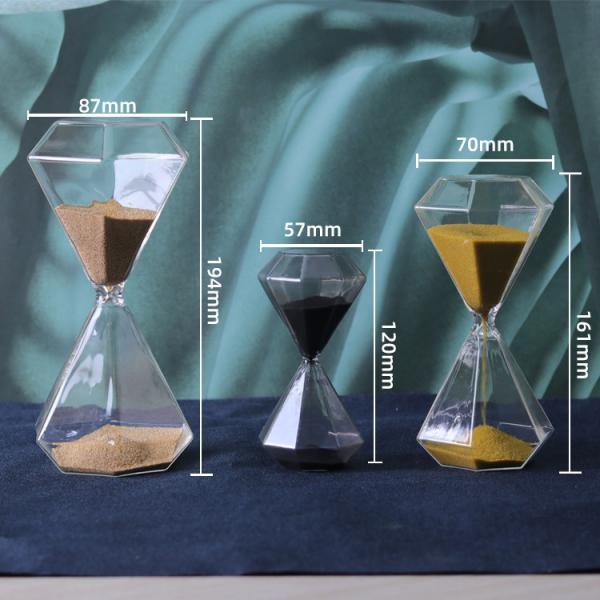 Quality Gold Glass Hourglass 5 Minutes 15 Minutes 30 Minutes Diamond Hour Glass Free for sale