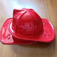 China Child Size Red Plastic Fire Chief Hat Halloween Party Plasticfireman Helmet Hat factory