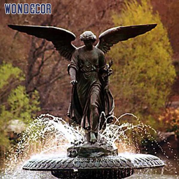 Quality Dark Green Water Fountain Sculpture Lady Angel Bronze Fountain Statues for sale