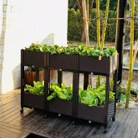 China Insect Proof Storable Plastic Raised Planting Beds Herb Planter Box On Wheels factory