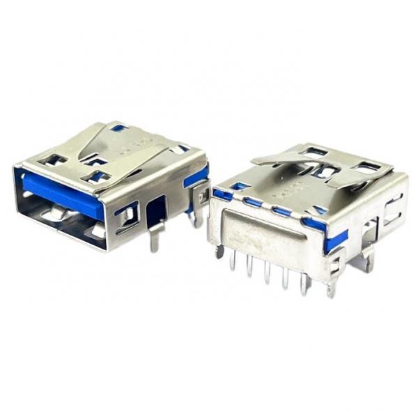 Quality PA9T Blue USB3.1 A Female STD Mini Usb Connector Socket PCB L14.94mm for sale