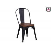 China 86cm Height Black Metal Restaurant Chairs Tolix Bar Stool With Wooden Seat  factory