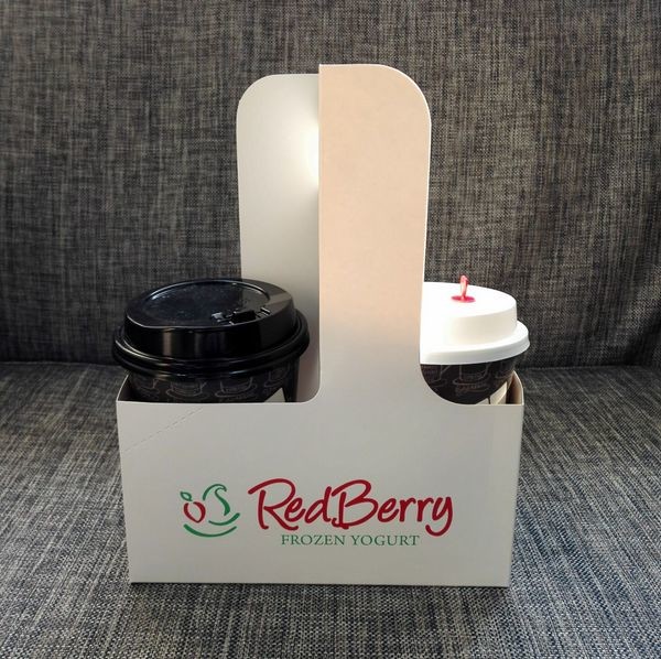 China Eco - Friendly Disposable Coffee Cup Carrier Coffee Kraft Paper Cups Holder factory
