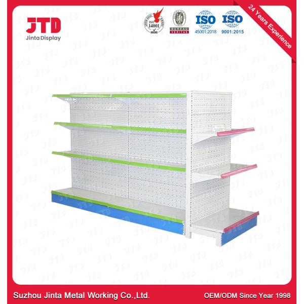 Quality Green Double Sided Gondola Shelving 500mm 1800mm Grocery Store for sale