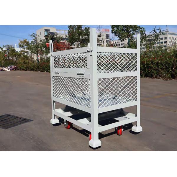 Quality Industrial Mobile Rigid Mesh Stillage Pallet Cage Trolley With Castors for sale
