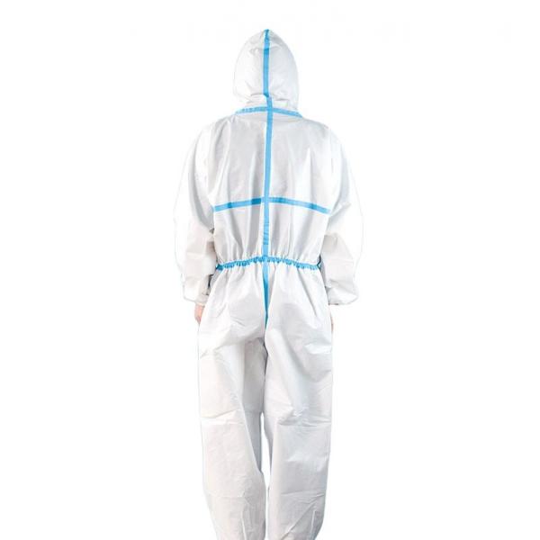 Quality White PE Disposable Protective Suits Clothing Nonwoven Safety Hooded Coverall for sale
