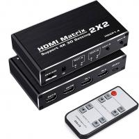China 2x2 4k 60hz 2 Ports Matrix HDMI Switch Splitter 2 In 2 Out for HDCP 1.4 3D 1080p factory