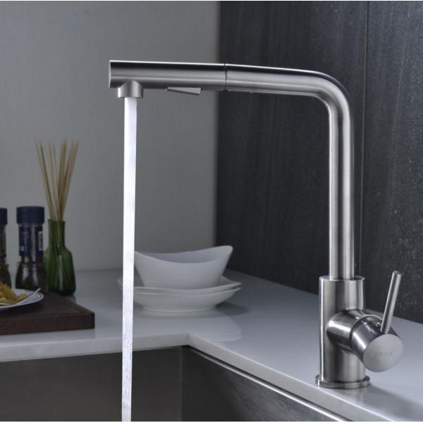 Quality SUS304 Single Handle Pull Down Kitchen Faucet Tap With Two Functions Sprayhead for sale