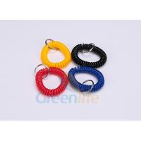 China Yellow Light Weight Plastic Wrist Coil Band Abrasion Resistant With Spilt Key Ring factory