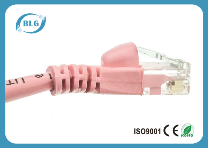 China Pink Stranded UTP Network Patch Cable Bare Copper Cat5e 8P8C RJ45 Male Connectors factory