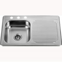 Quality Sink Drainboard Single Bowl Topmount Kitchen Sink With Three Tap Hole for sale