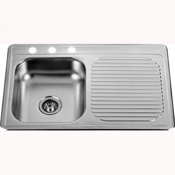 Quality Sink Drainboard Single Bowl Topmount Kitchen Sink With Three Tap Hole for sale