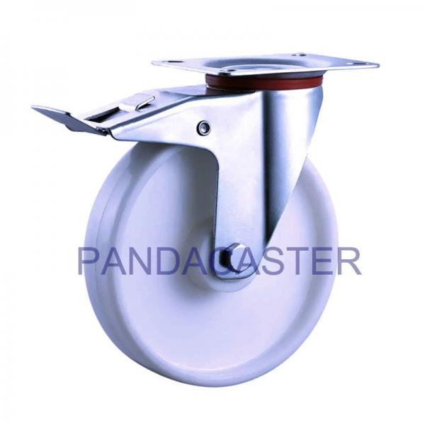 Quality PP Industrial White Castor Wheels , 5 Inch Casters With Brakes for sale