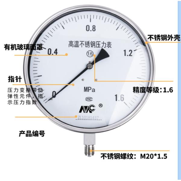 Quality Y250BF Stainless Steel Pressure Gauge 250mm Radial Direction for sale