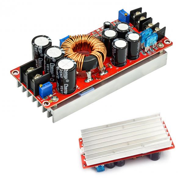 Quality 1200W 20A  With Heat Sink 12V To 24V 48V DC Converter Boost Step-Up Power Supply Module for sale
