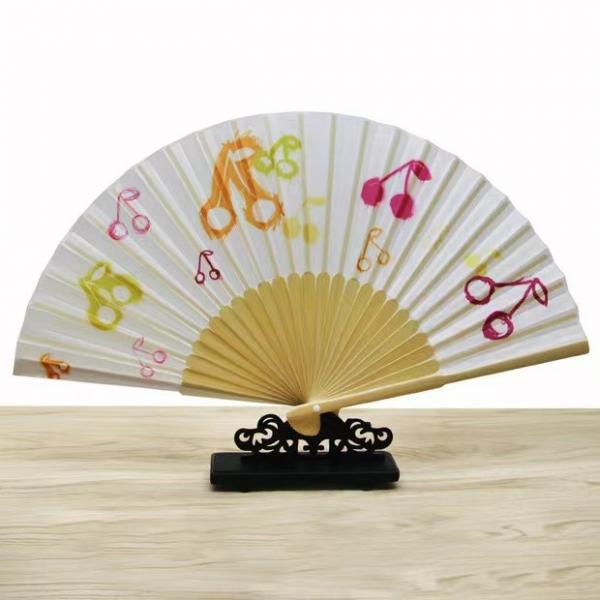 Quality Big Clack Large Polyester Satin Bamboo Custom Hand Fan Rainbow Gay Pride 33Cm for sale