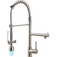 Quality Commercial Gooseneck Farmhouse Sink Faucet Brushed Nickel With LED Light for sale
