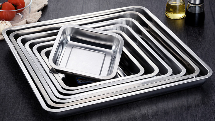 China Safe Stainless Steel Food Tray Plate Oven Smooth Polished 60*60*2cm factory