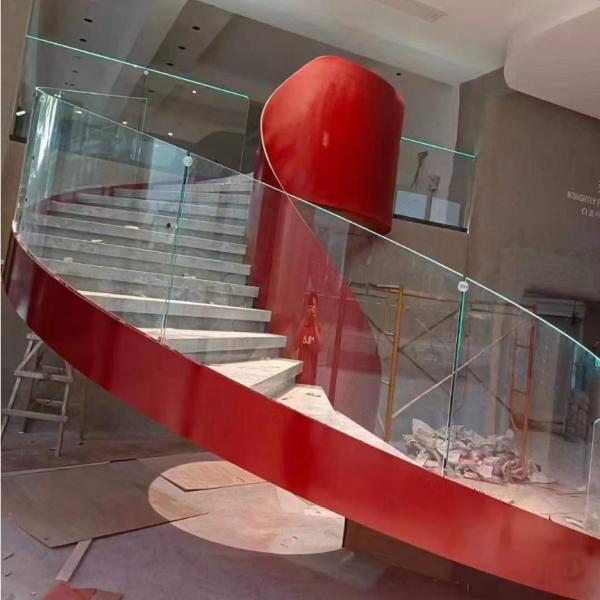 Quality Customized Curved Tempered Glass , Stairway Curved Steel Glass Railing for sale