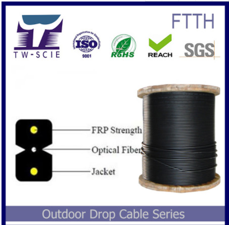 Quality FTTH 2 Core Indoor Shielded Fiber Optic Cable , Fiber Drop Cable Easy To Lay for sale