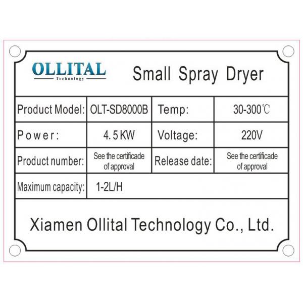 Quality 2L Laboratory Spray Dryer Equipment 220V-450V 1 Year Warranty for sale