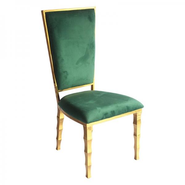 Quality Dark Green Velvet Stainless Steel Hotel Chair for sale