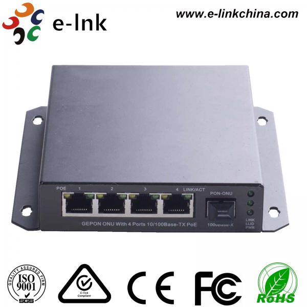 Quality E- Link Industrial POE Fiber Media Converter 4 Port EPON ONU With PoE 1 Uplink GEPON Port for sale