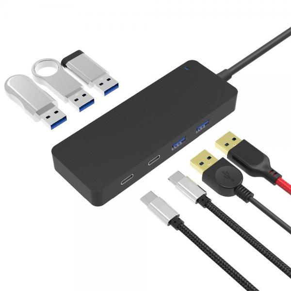 Quality Ultra Slim Black 7 In 1 Superspeed Multiple USB C HUB for sale