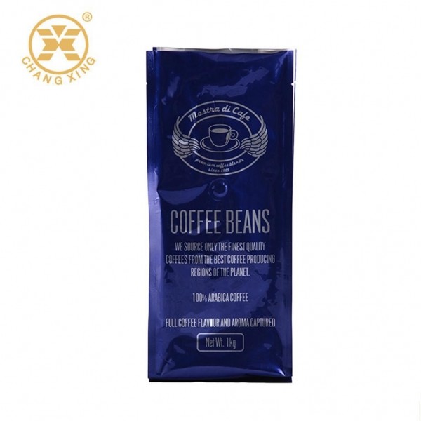 Quality 0.5kg Glossy Blue Coffee Bean Packaging Bags With Valve Vacuum Pack Bags For for sale