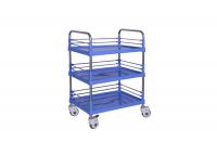 China Three Shelves Plastic Steel Medical Trolley Hospital Mobile Clinic Instrument Cart factory